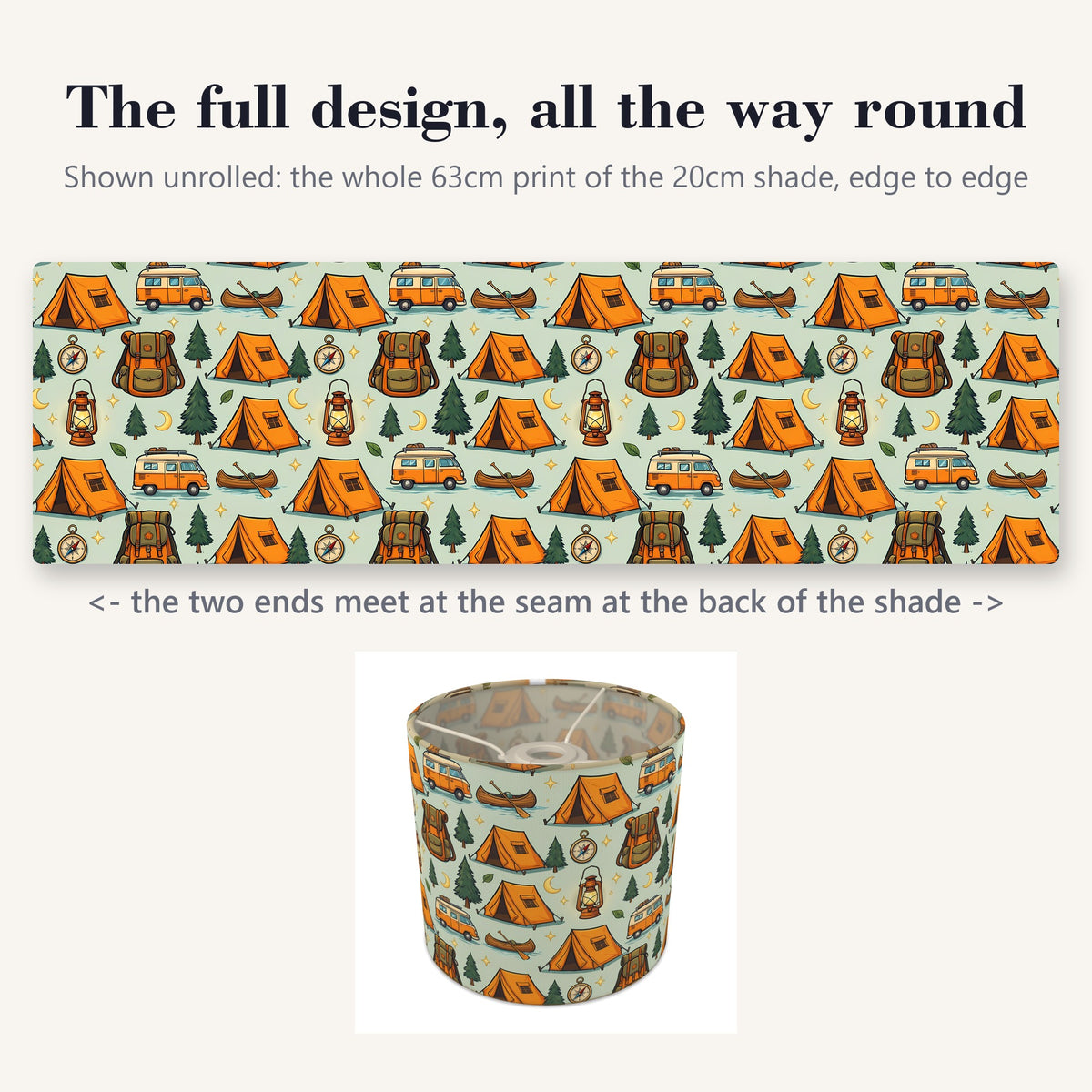 Sage Happy Campers lampshade - 20cm x 18.5cm Ceiling - photo 9
