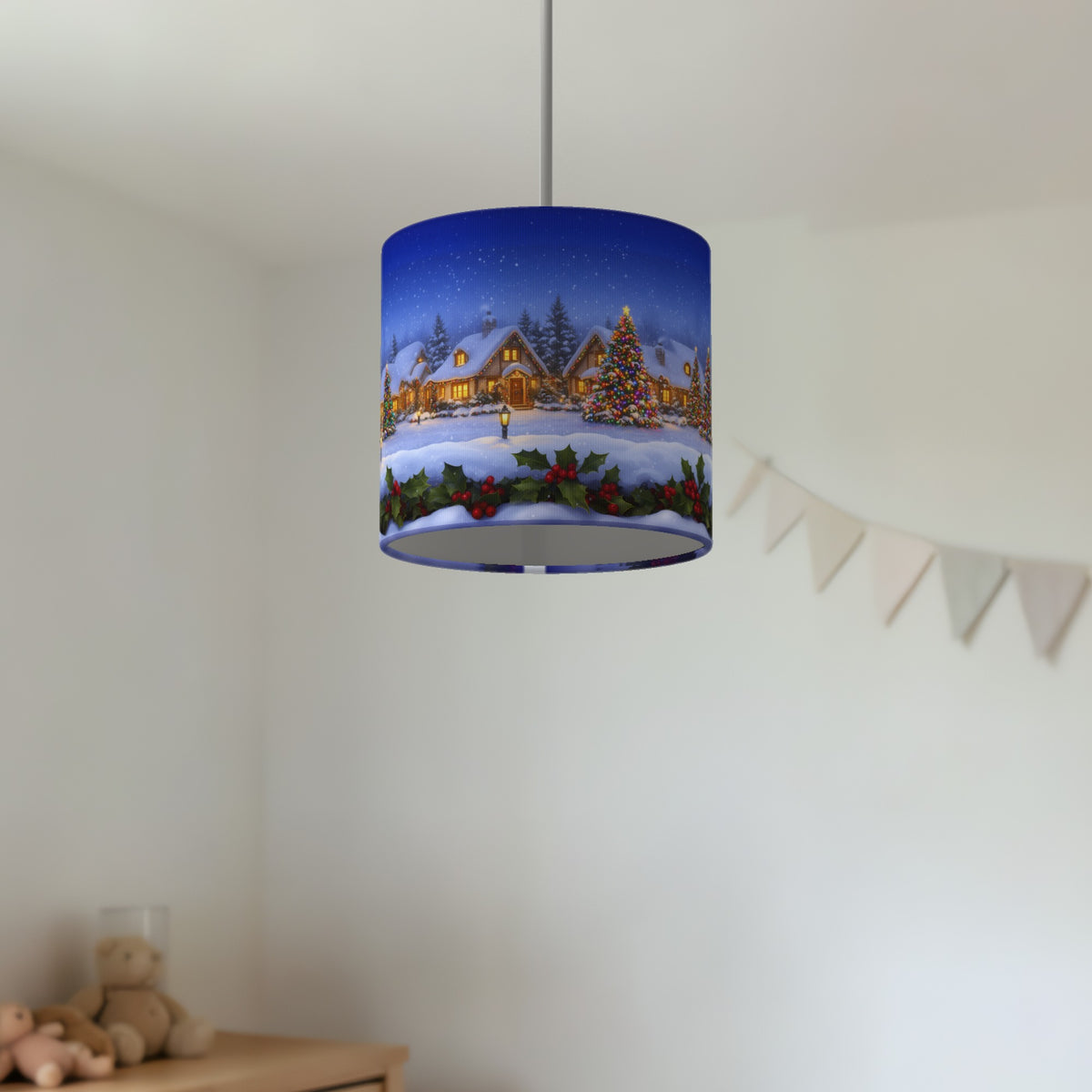 Winter Wonderland wraparound lampshade - Snowy Village - photo 4