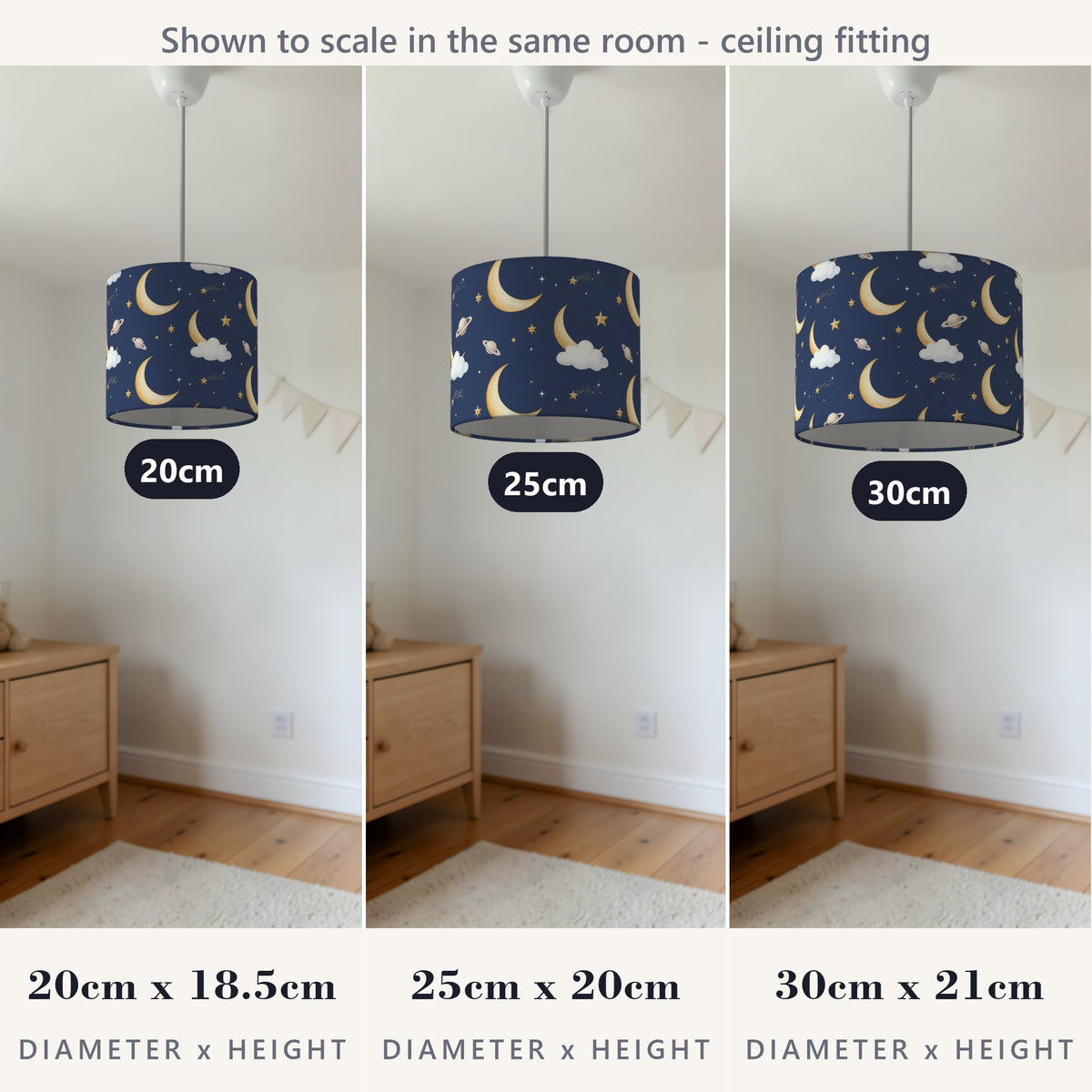 Navy Starry Night lampshade - 20cm x 18.5cm Ceiling - photo 4