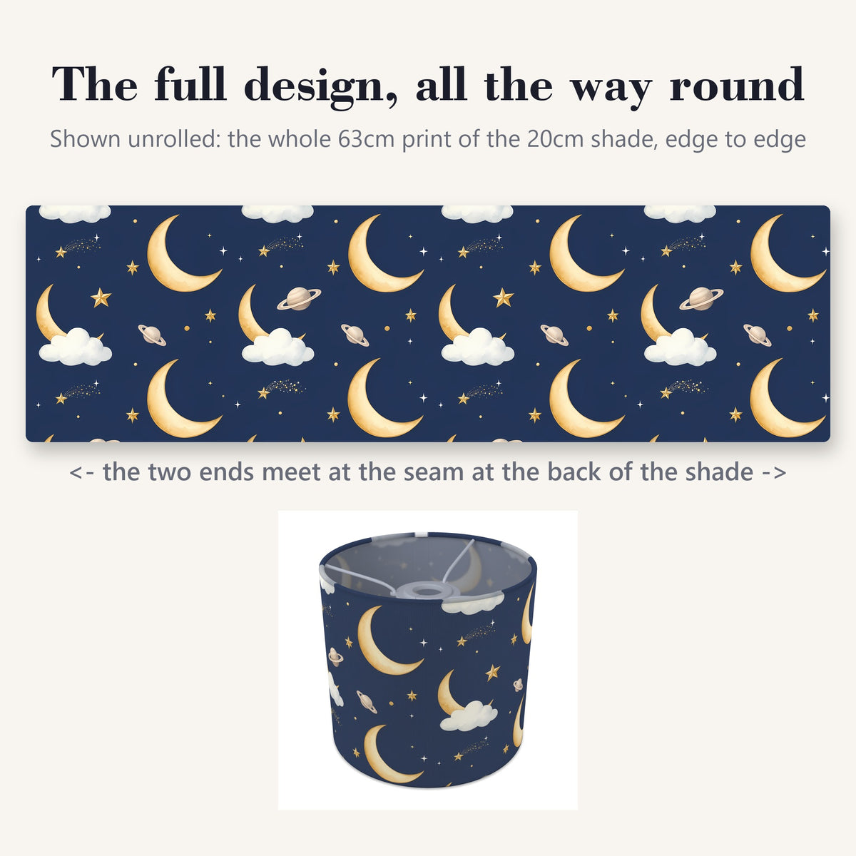Navy Starry Night lampshade - 20cm x 18.5cm Ceiling - photo 9