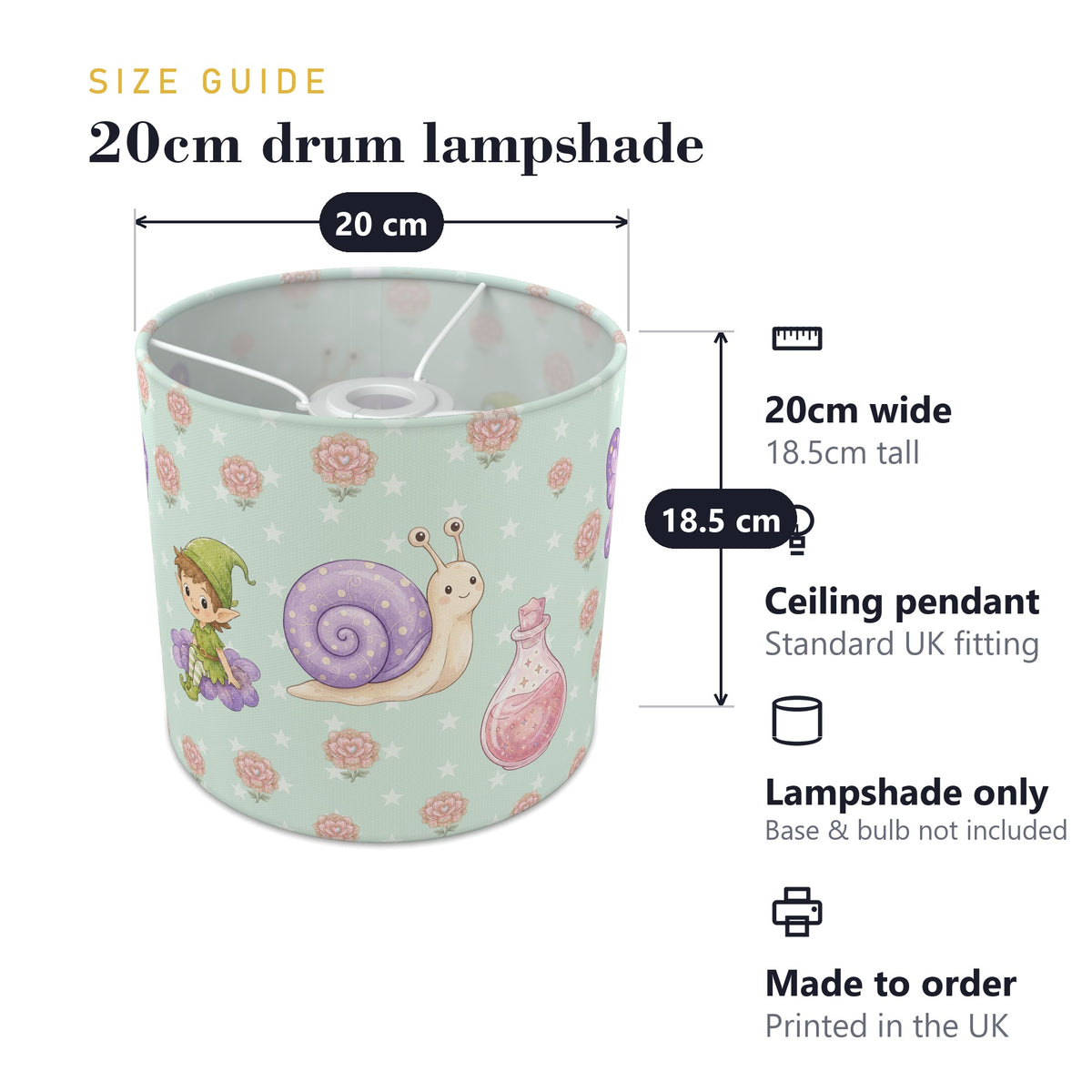 Mint Fairy Garden lampshade - 20cm x 18.5cm Ceiling - photo 7