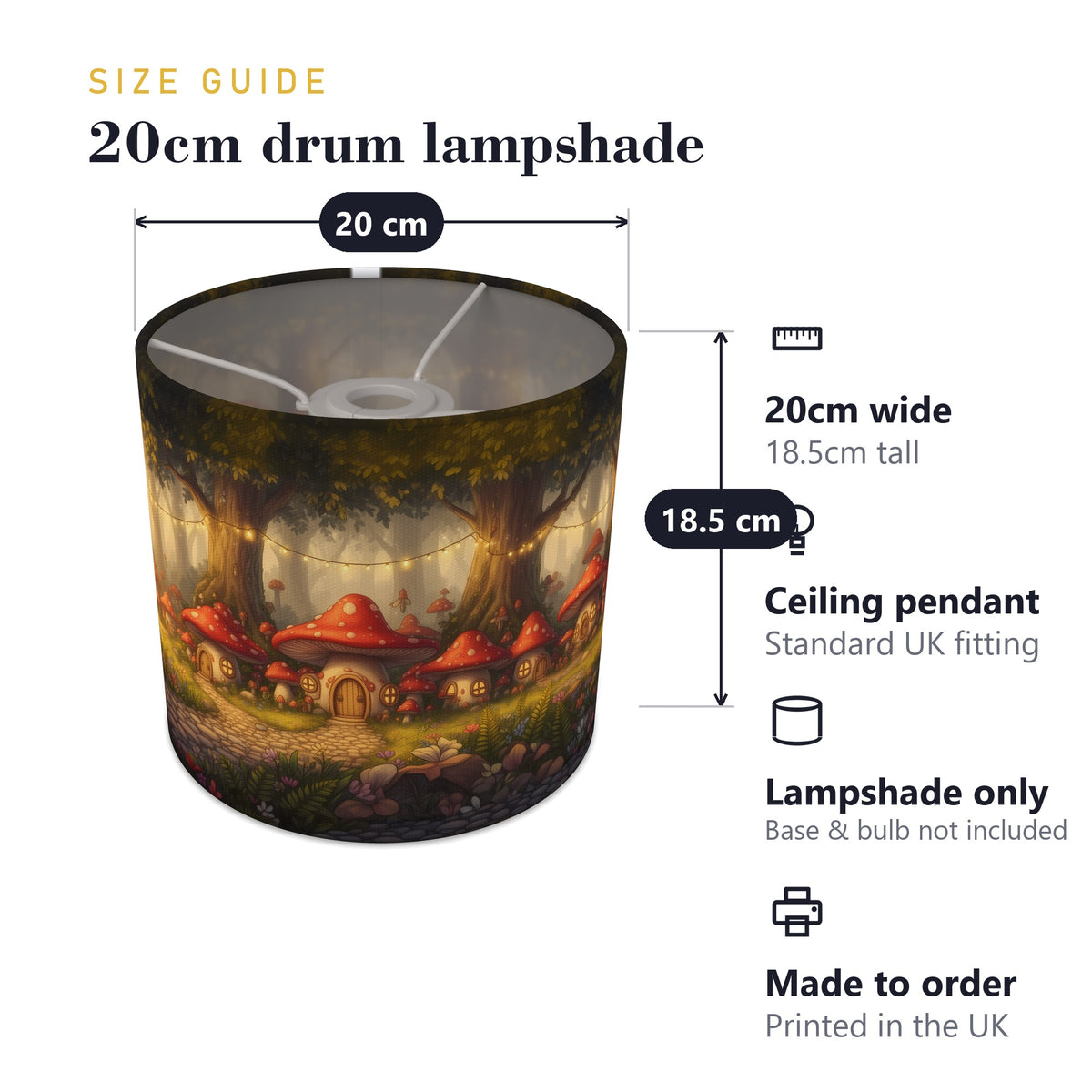 Fairytale Forest wraparound lampshade - Toadstool Village - photo 7