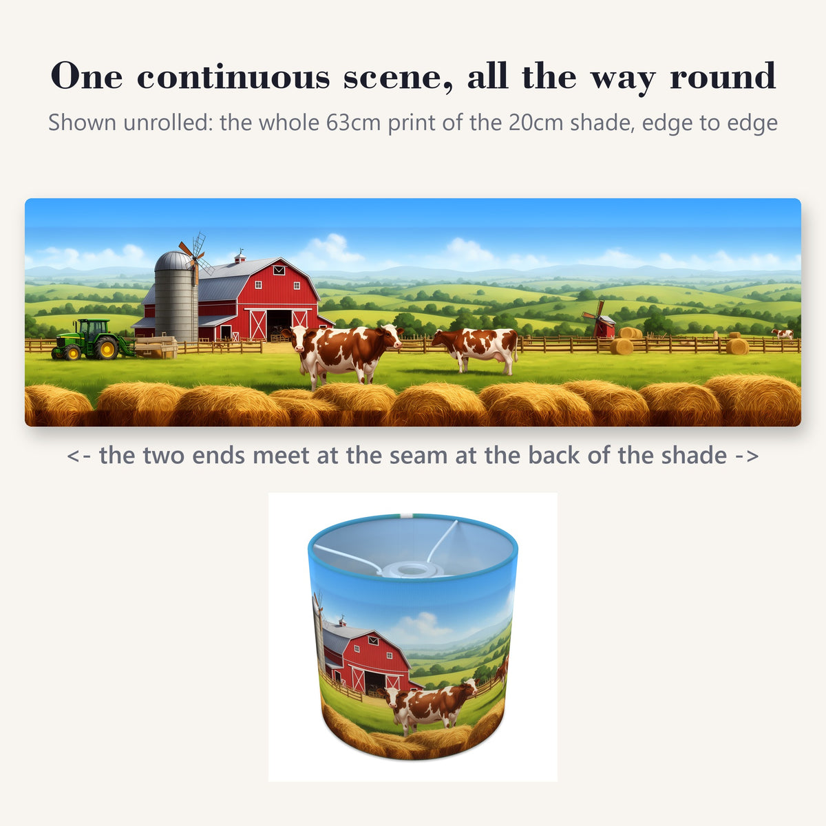 Farmland Panorama wraparound lampshade - Farmyard - photo 2