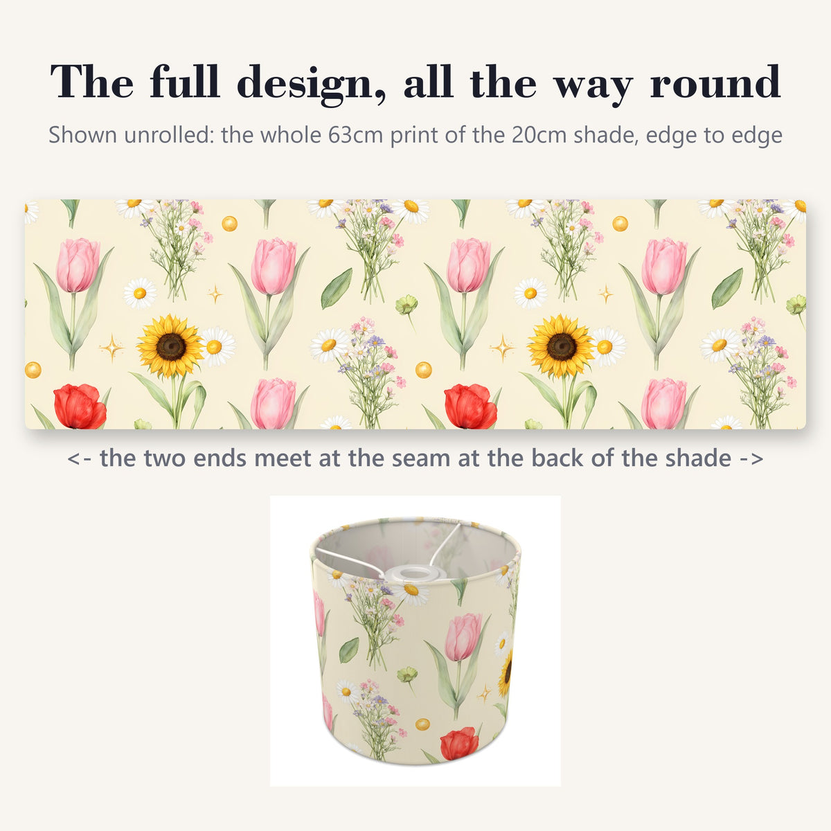 Cream Floral Kids lampshade - 20cm x 18.5cm Ceiling - photo 9