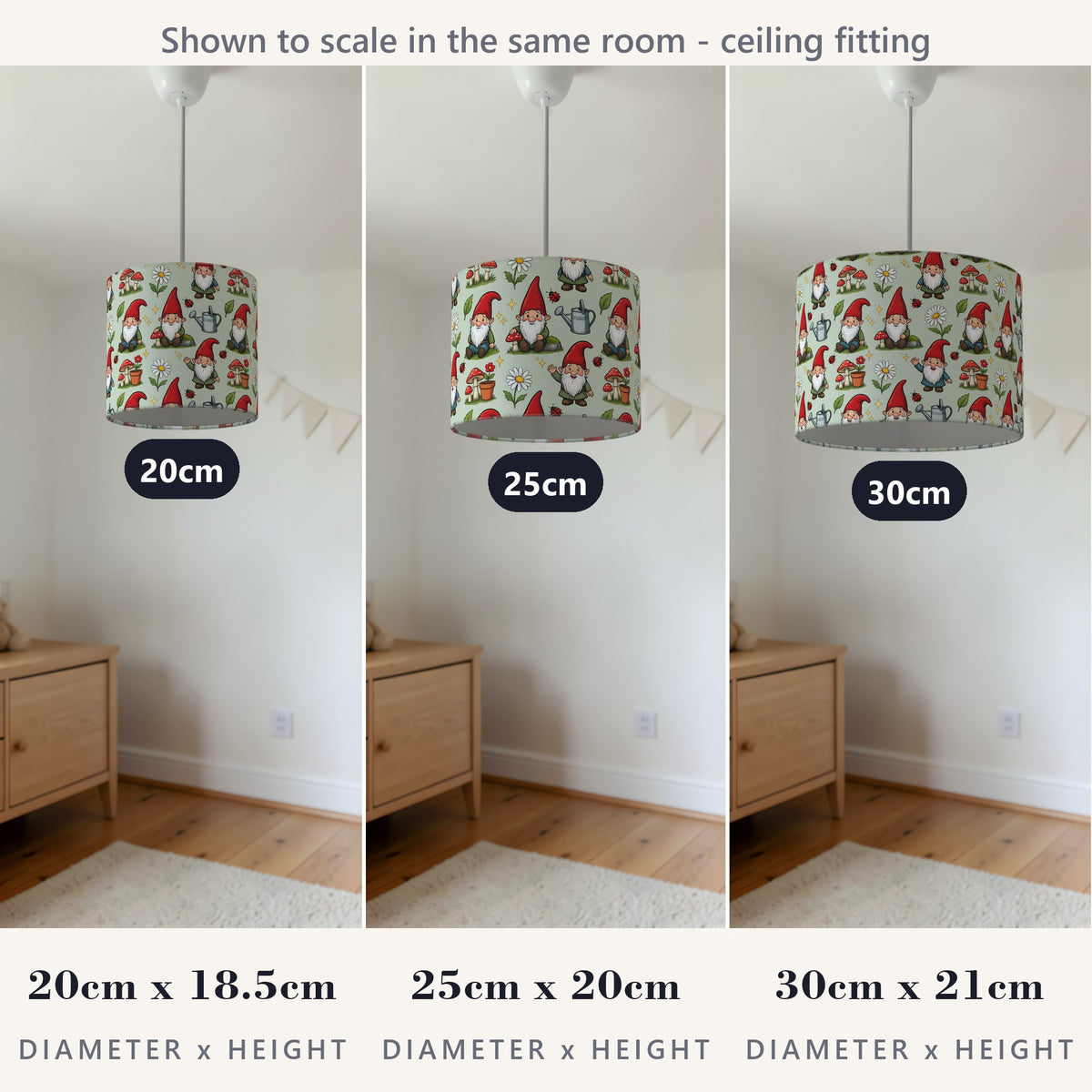 Sage Garden Gnomes lampshade - 20cm x 18.5cm Ceiling - photo 4