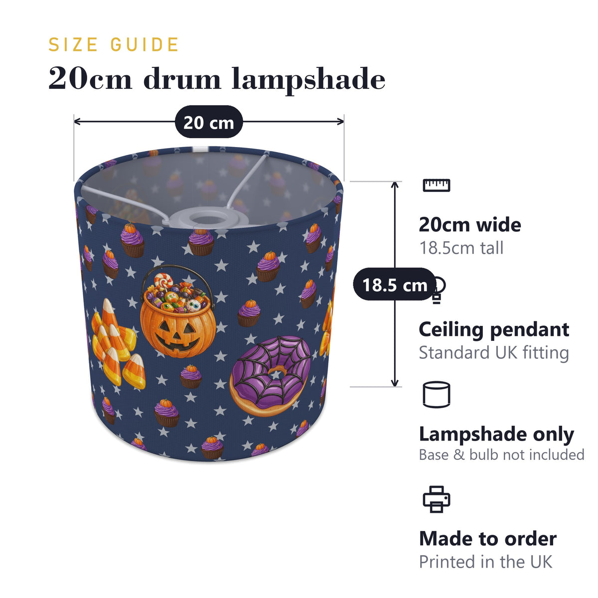 Navy Halloween Food lampshade - 20cm x 18.5cm Ceiling - photo 7