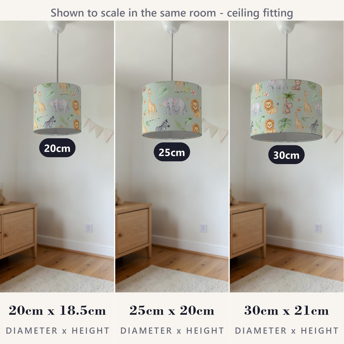 Sage Jungle Pals lampshade - 20cm x 18.5cm Ceiling - photo 4