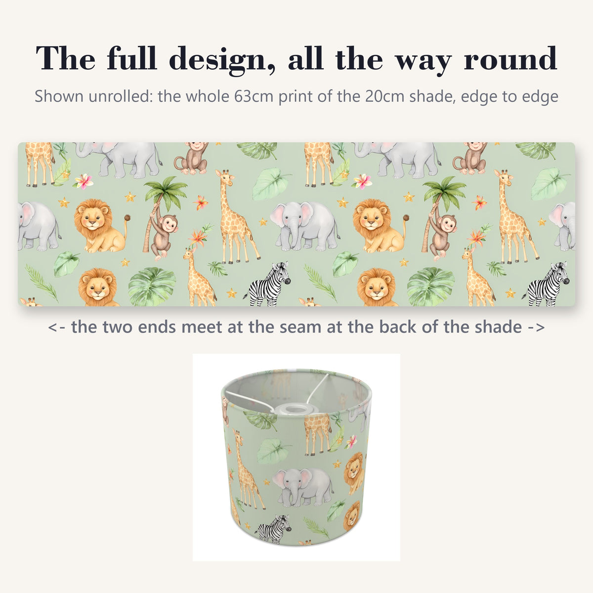 Sage Jungle Pals lampshade - 20cm x 18.5cm Ceiling - photo 9