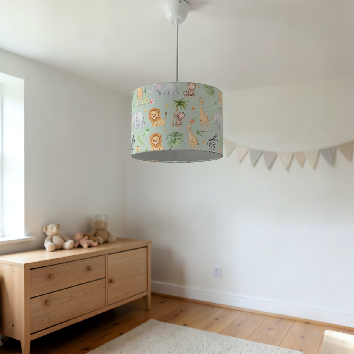 Sage Jungle Pals lampshade - 20cm x 18.5cm Ceiling - photo 3