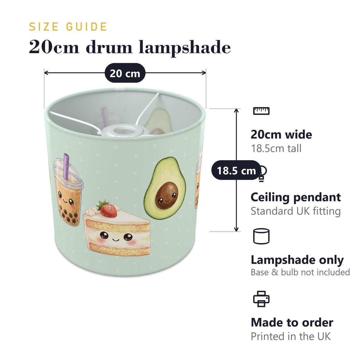 Mint Kawaii Food lampshade - 20cm x 18.5cm Ceiling - photo 7