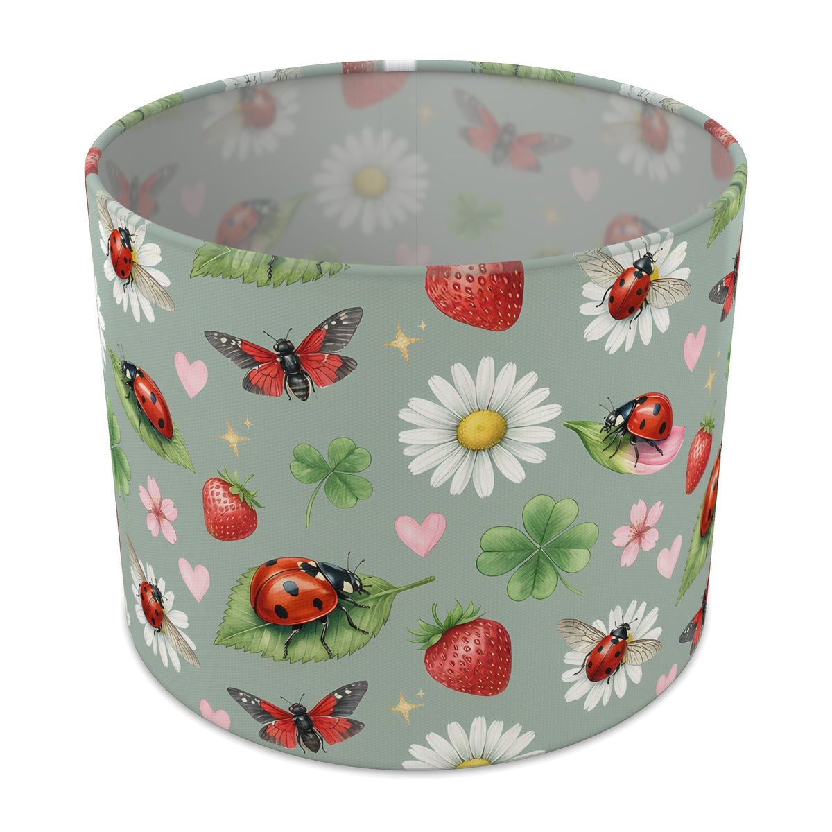 Sage Lucky Ladybirds lampshade - 25cm x 20cm Table