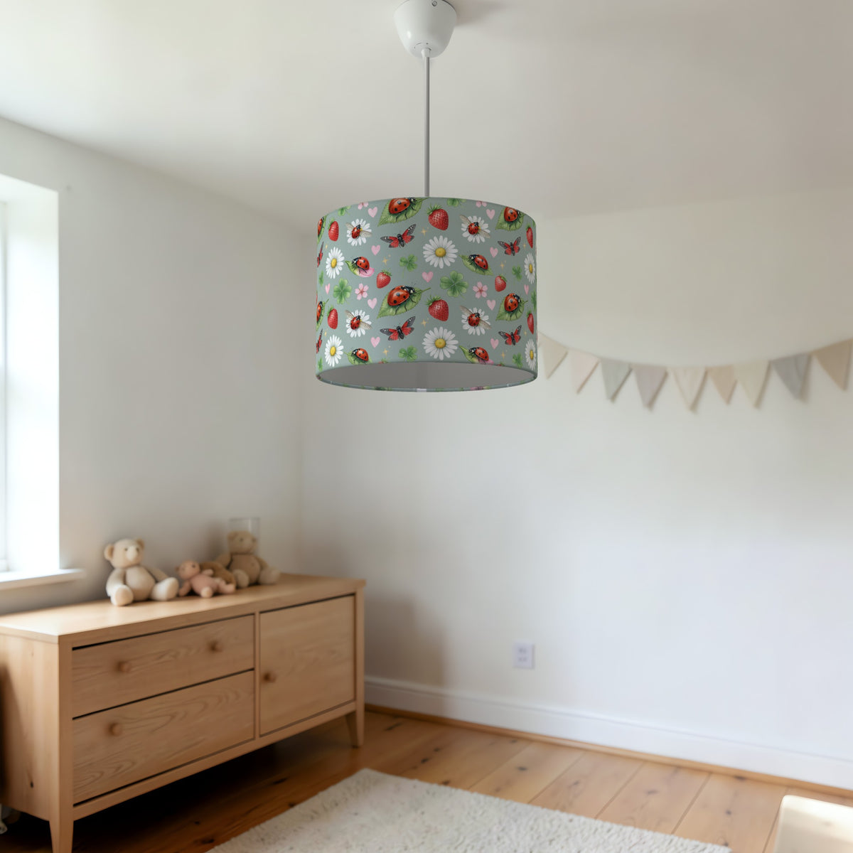 Sage Lucky Ladybirds lampshade - 20cm x 18.5cm Ceiling - photo 3