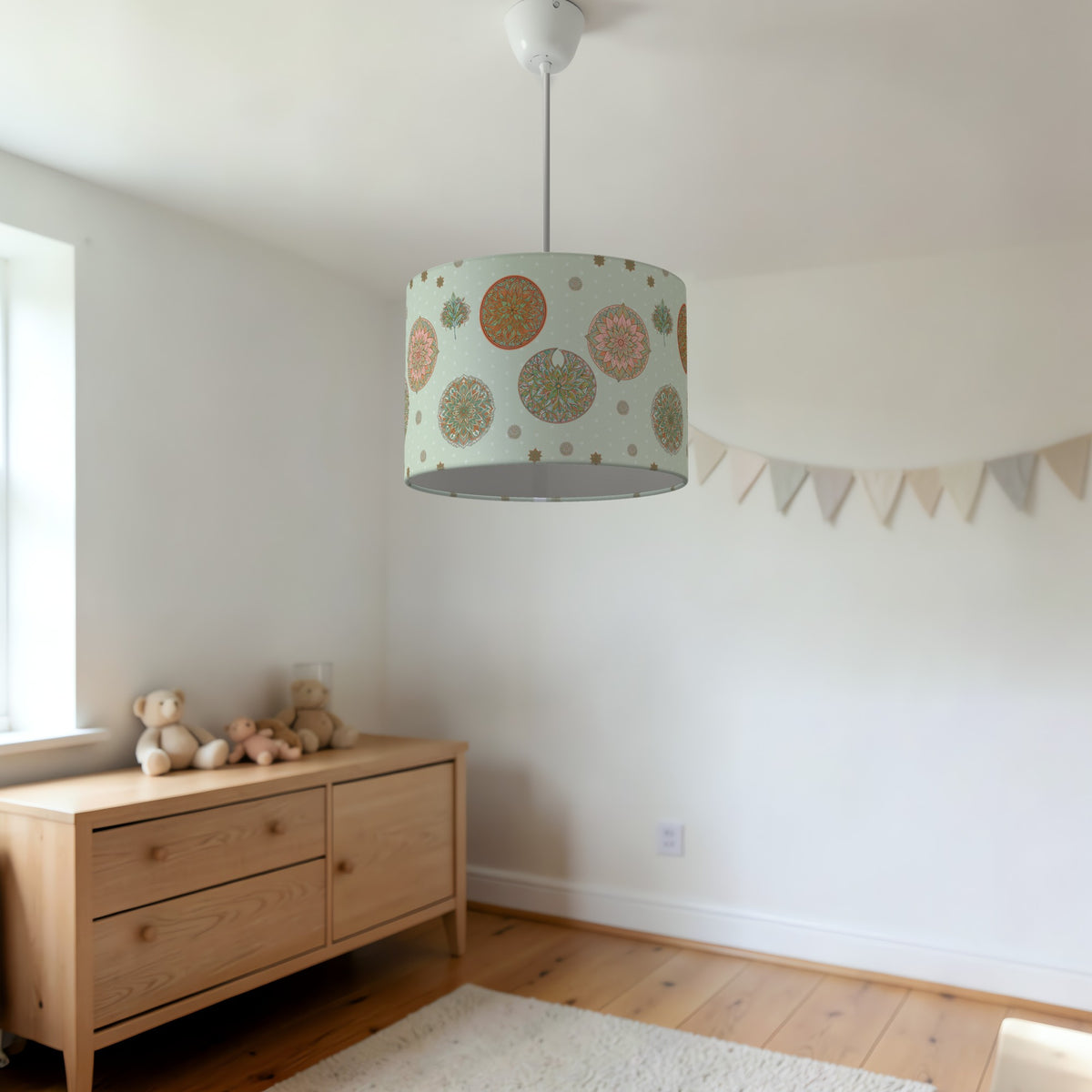 Sage Boho Mandala lampshade - 20cm x 18.5cm Ceiling - photo 3