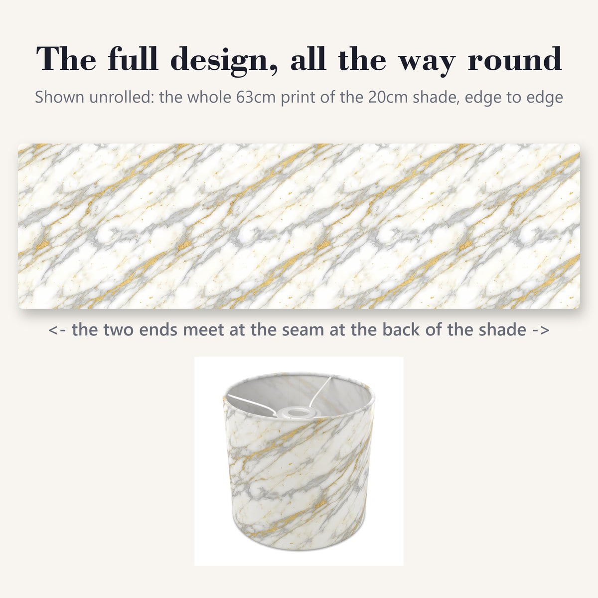 White Marble Luxe lampshade - 20cm x 18.5cm Ceiling - photo 9