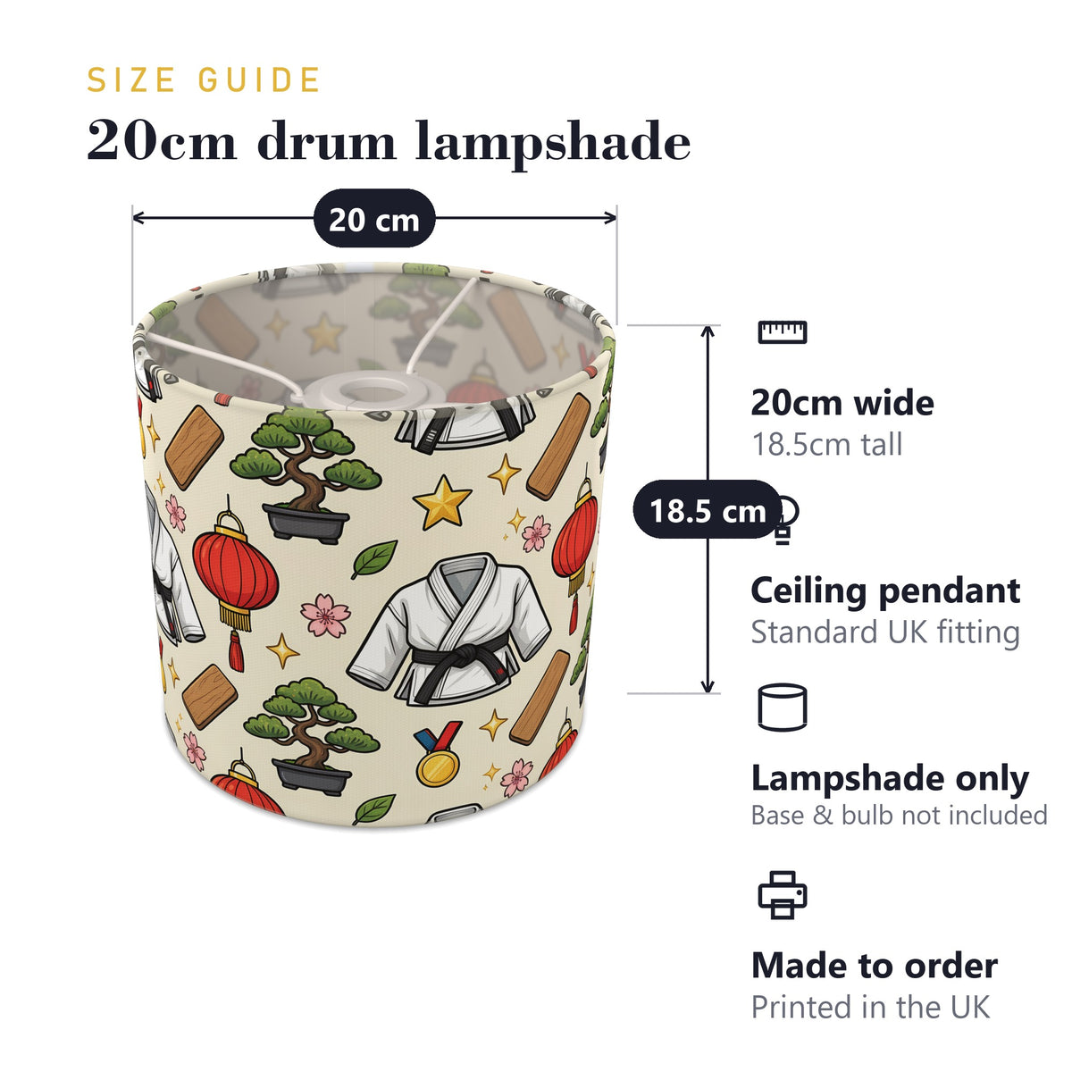 Cream Little Dojo lampshade - 20cm x 18.5cm Ceiling - photo 7