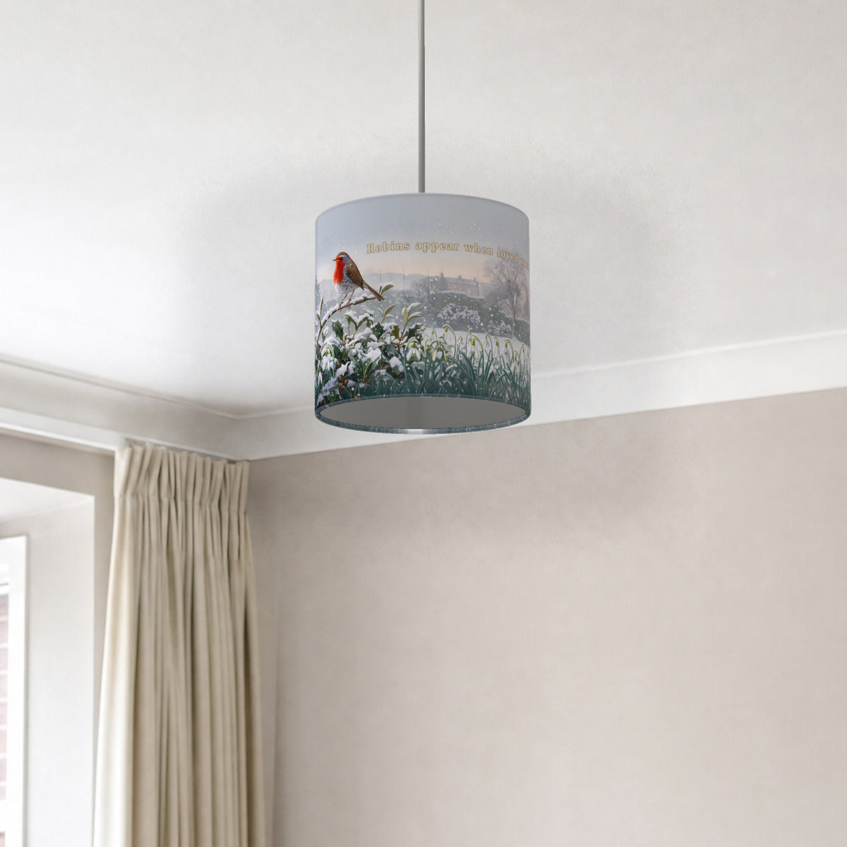 Memorial Robin wraparound lampshade - Winter Robin - photo 4