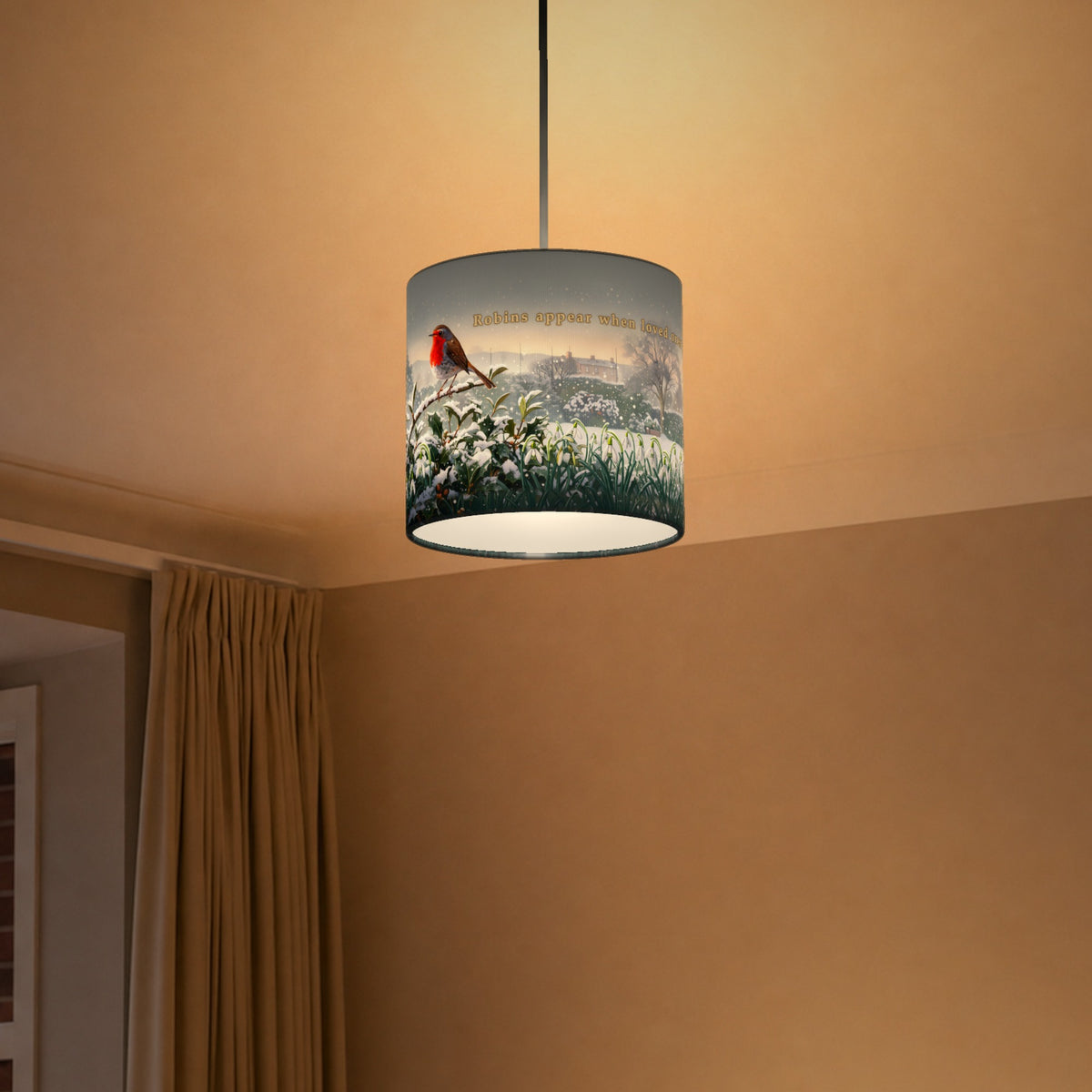 Memorial Robin wraparound lampshade - Winter Robin - photo 5