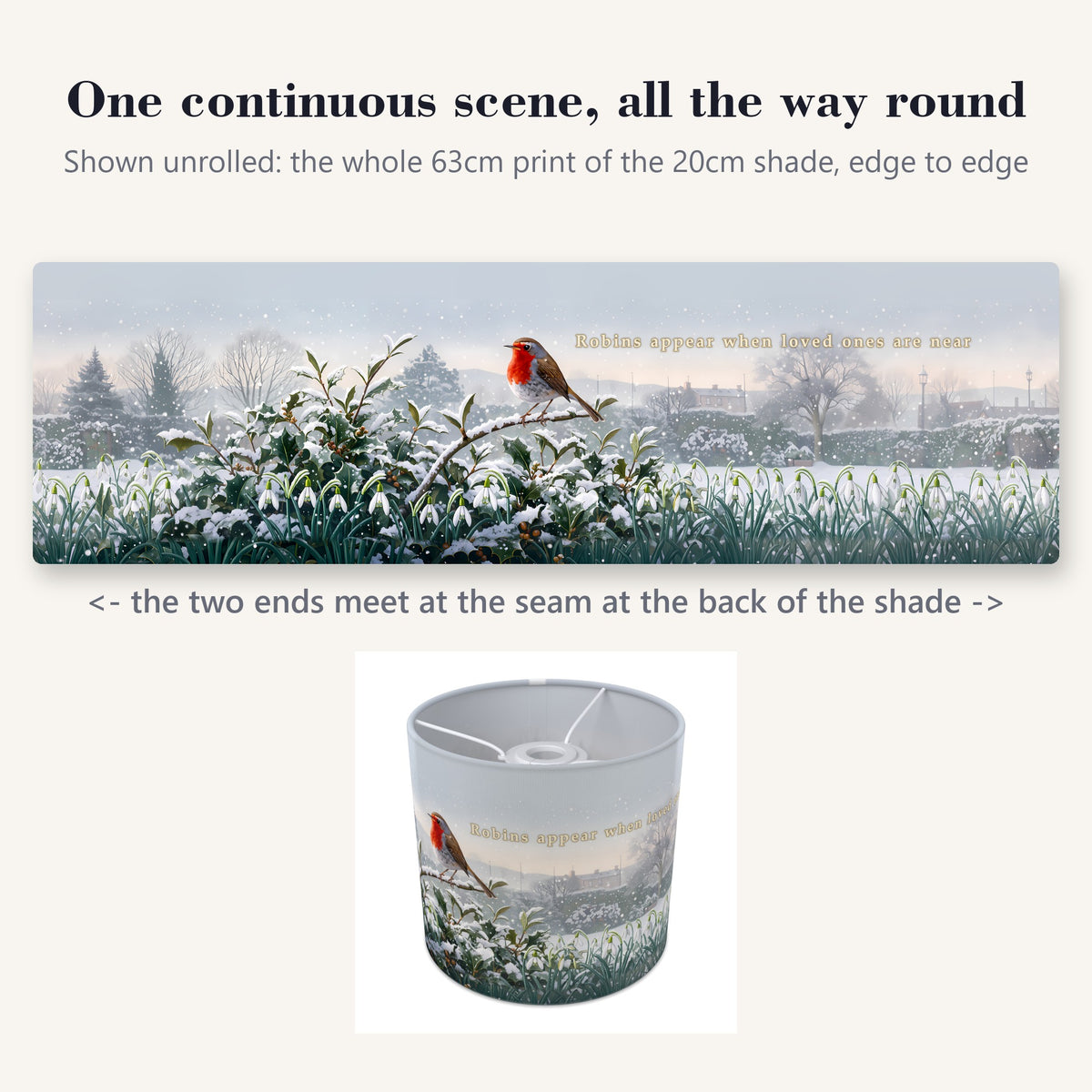 Memorial Robin wraparound lampshade - Winter Robin - photo 2