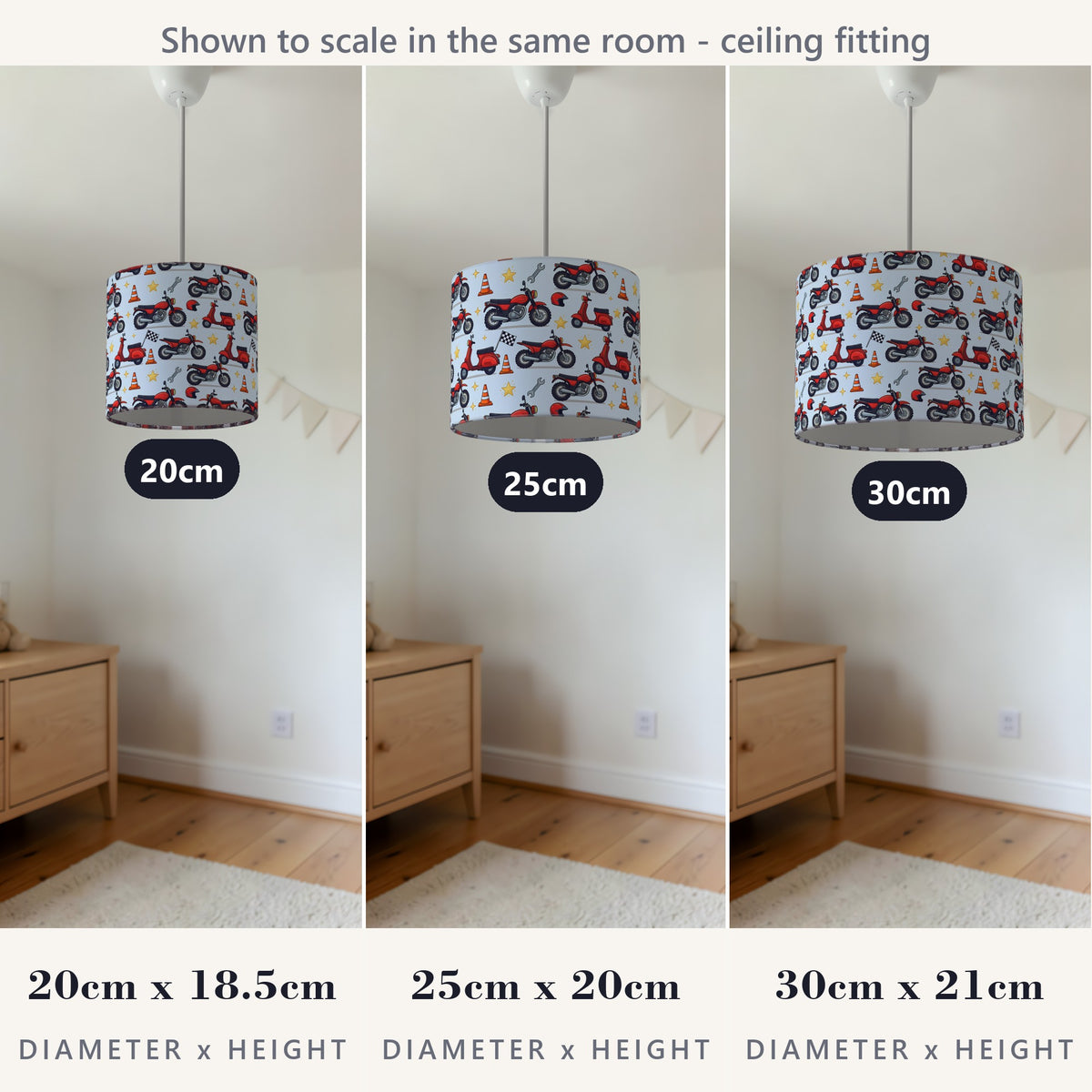 Sky Motorbike Mania lampshade - 20cm x 18.5cm Ceiling - photo 4
