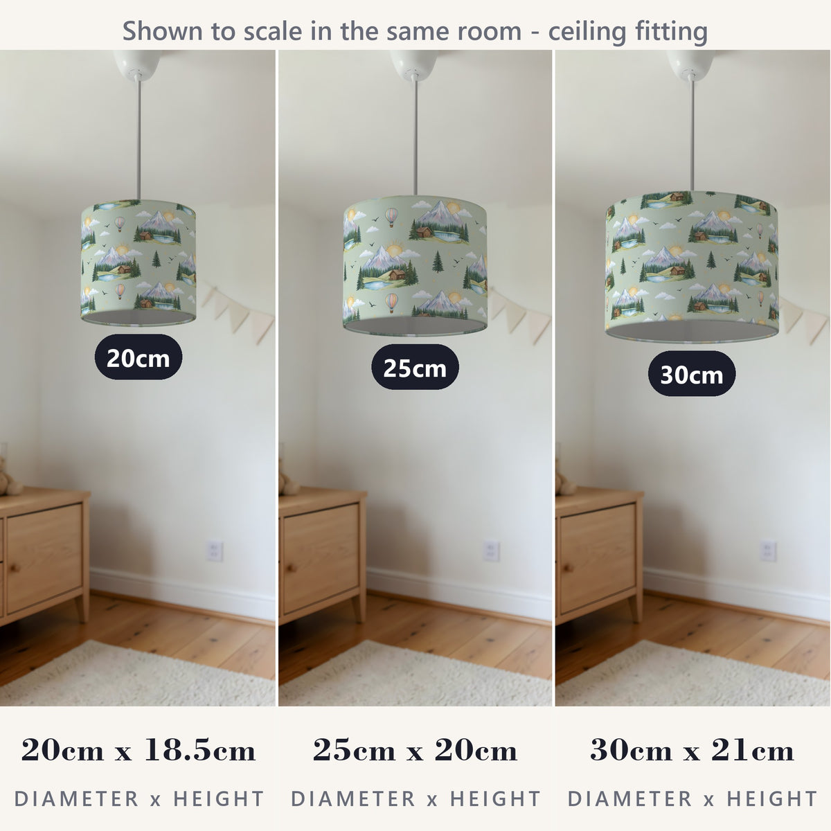 Sage Mountain Adventure lampshade - 20cm x 18.5cm Ceiling - photo 4