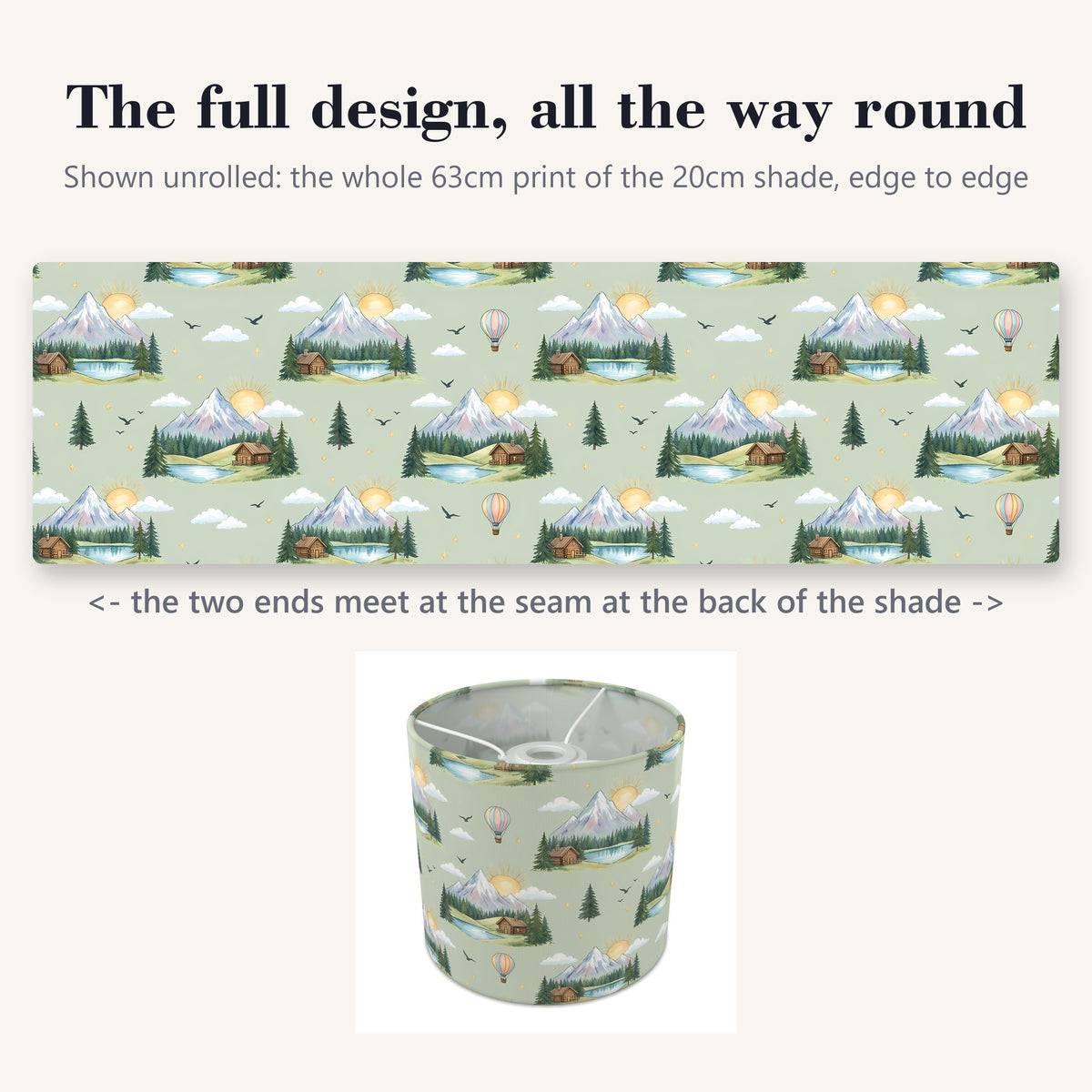 Sage Mountain Adventure lampshade - 20cm x 18.5cm Ceiling - photo 9