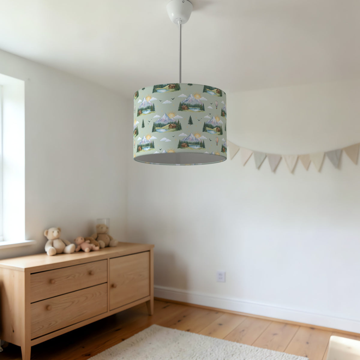 Sage Mountain Adventure lampshade - 20cm x 18.5cm Ceiling - photo 3