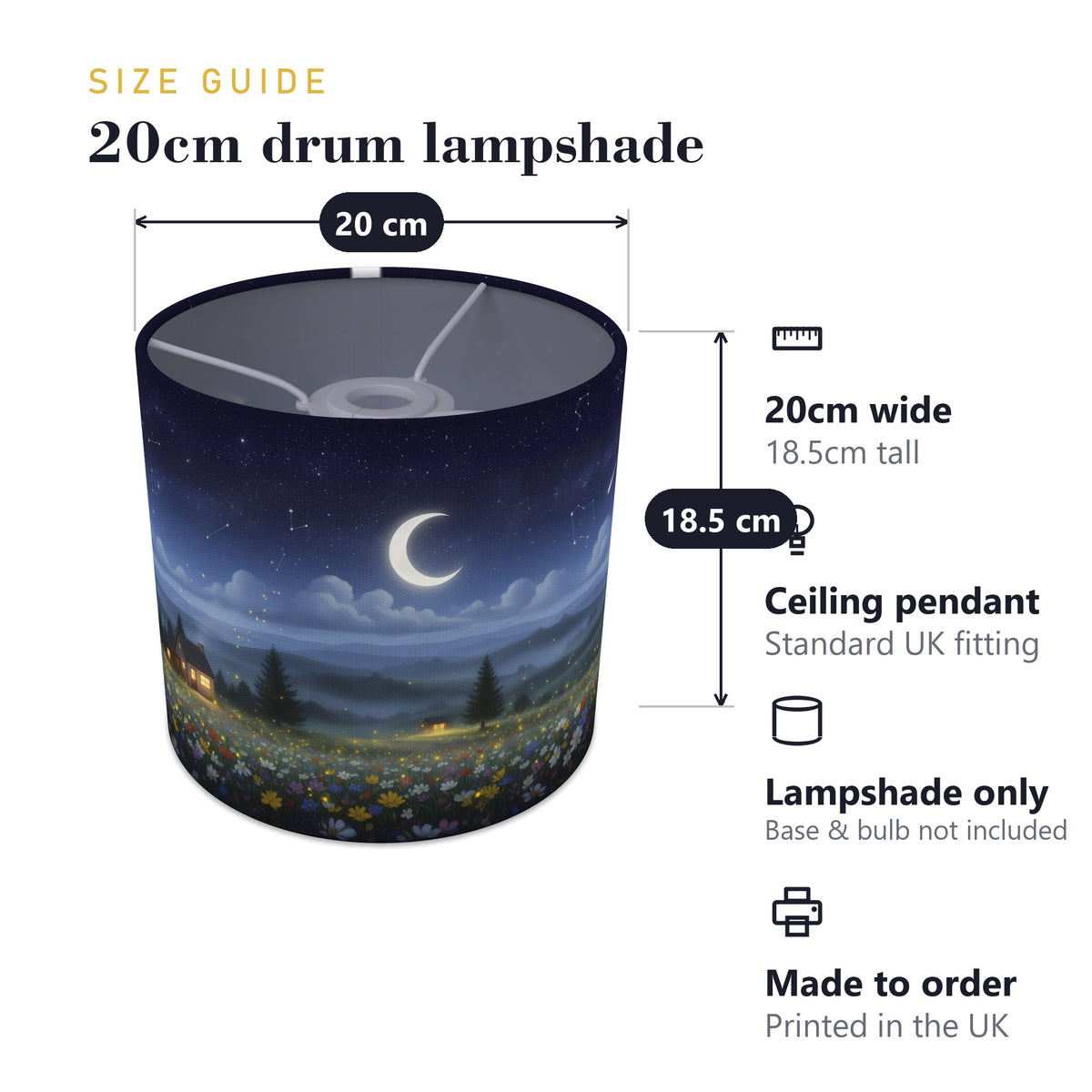 Moonlight Panorama wraparound lampshade - Moonlit Hills - photo 7