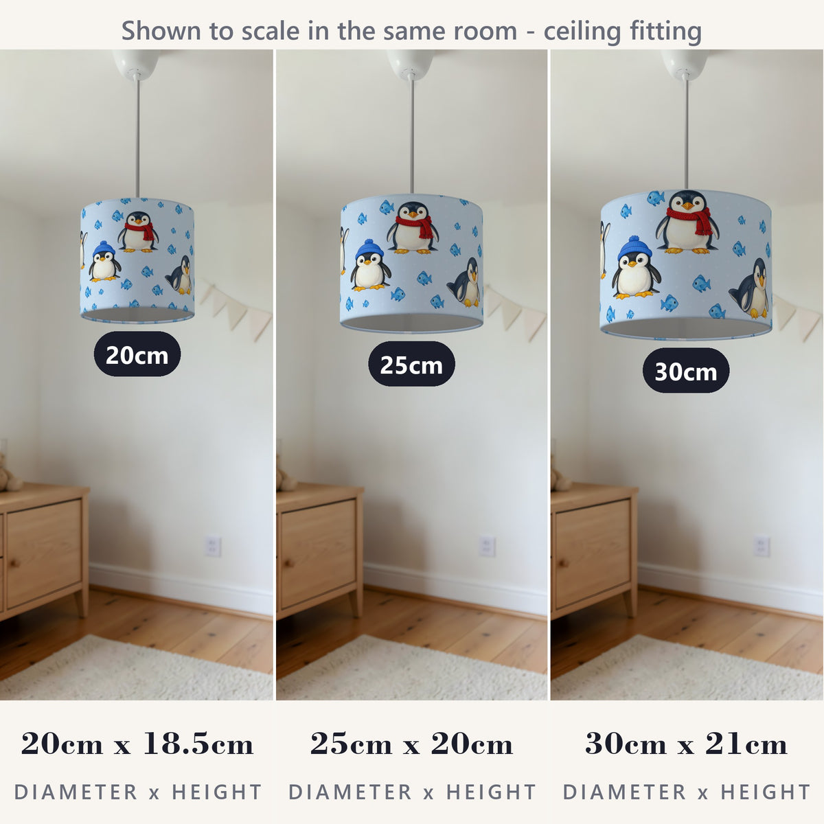 Sky Penguin Party lampshade - 20cm x 18.5cm Ceiling - photo 4
