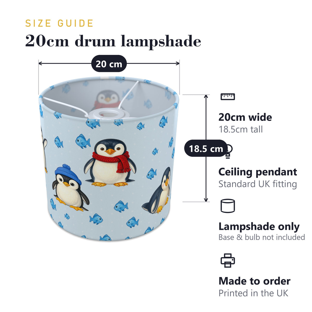 Sky Penguin Party lampshade - 20cm x 18.5cm Ceiling - photo 7