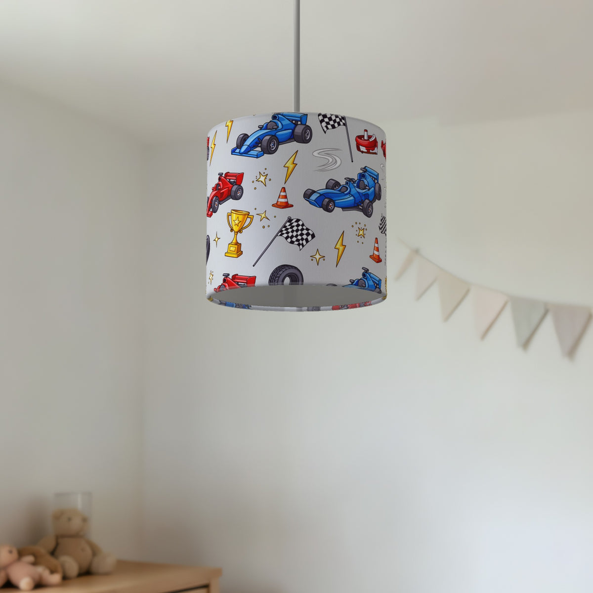 Grey Race Day lampshade - 20cm x 18.5cm Ceiling - photo 2
