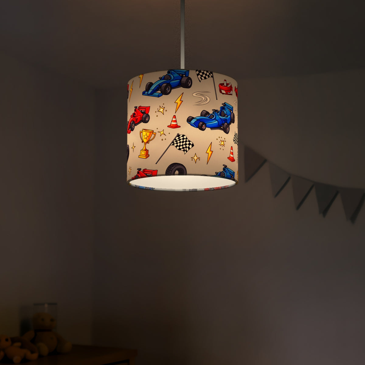 Grey Race Day lampshade - 20cm x 18.5cm Ceiling - photo 5