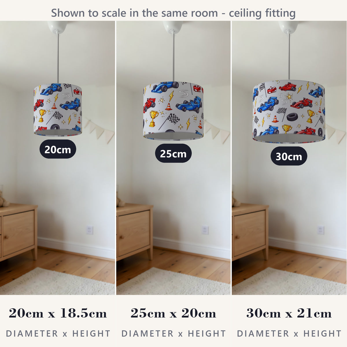 Grey Race Day lampshade - 20cm x 18.5cm Ceiling - photo 4