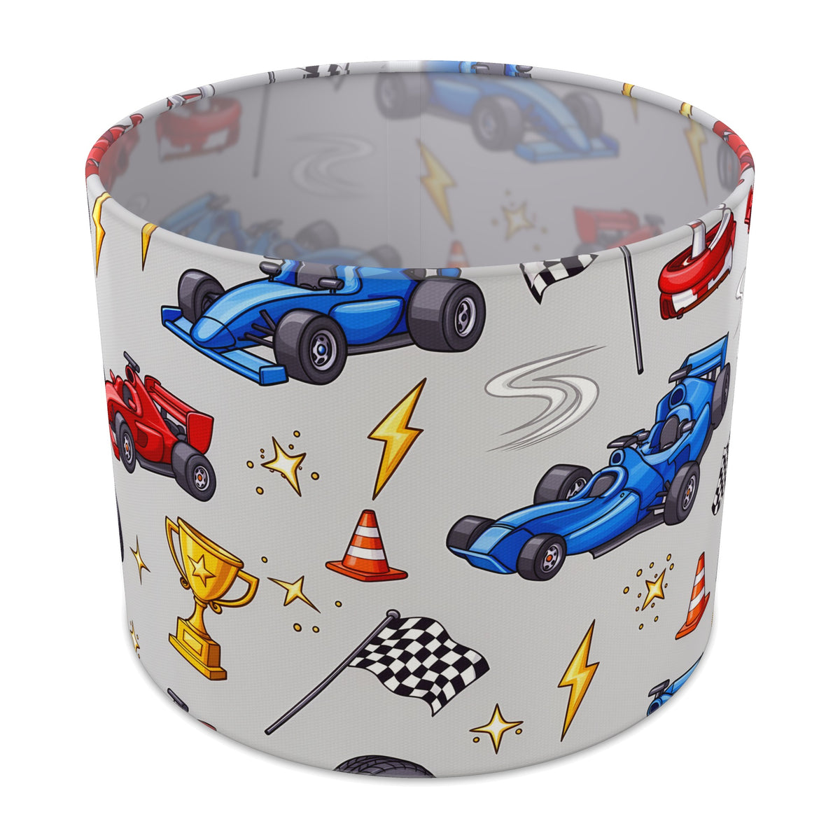 Grey Race Day lampshade - 25cm x 20cm Table