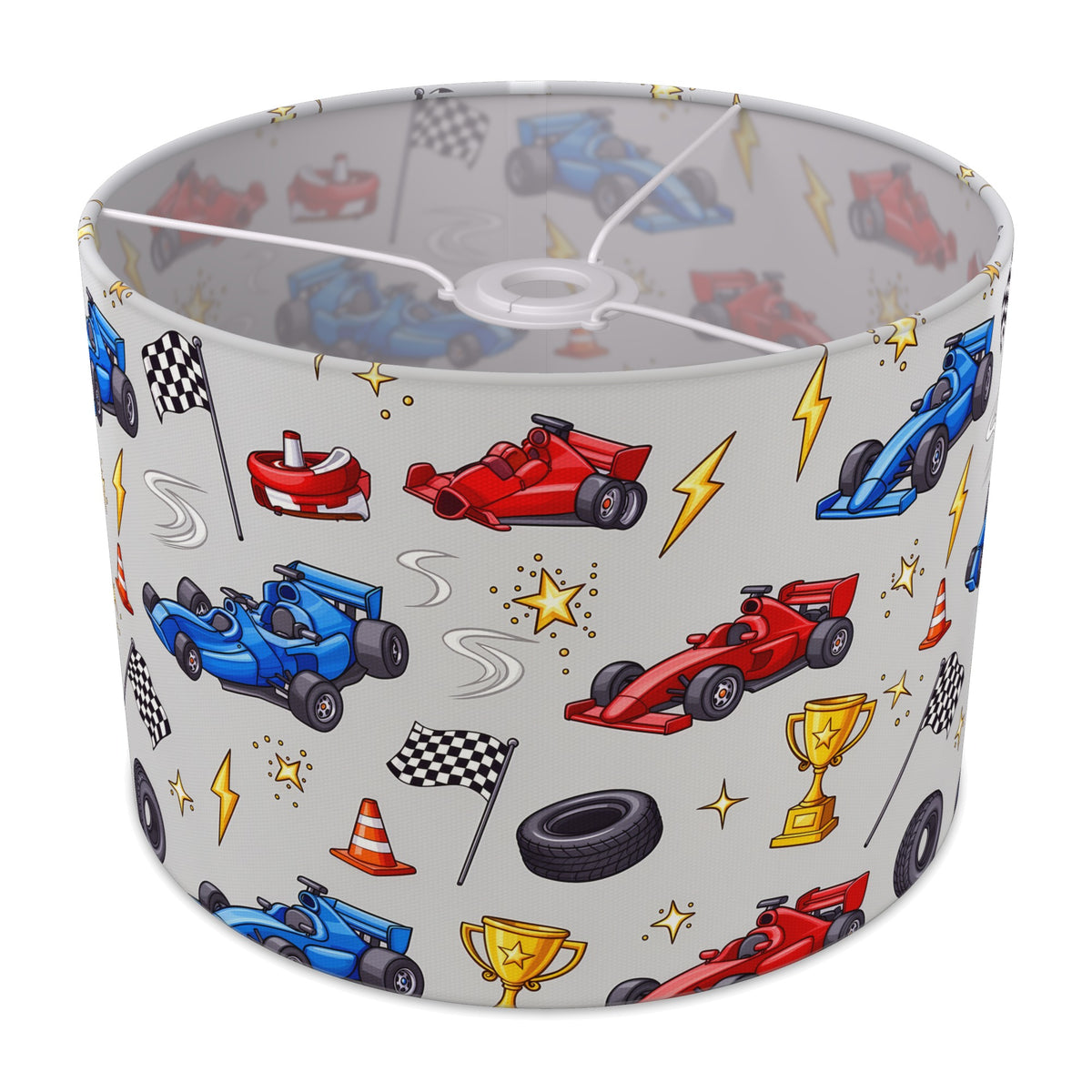 Grey Race Day lampshade - 30cm x 21cm Ceiling