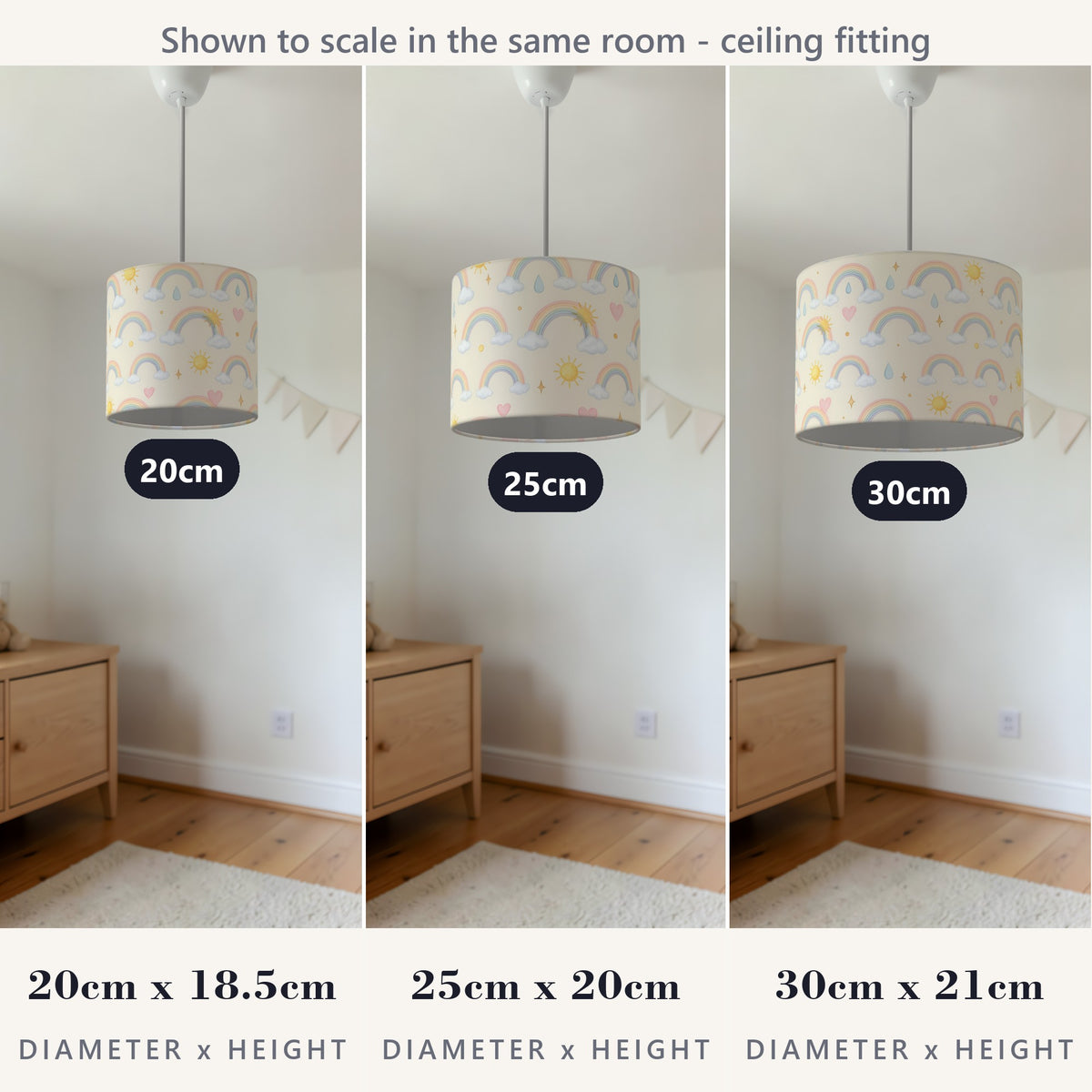 Cream Over The Rainbow lampshade - 20cm x 18.5cm Ceiling - photo 4