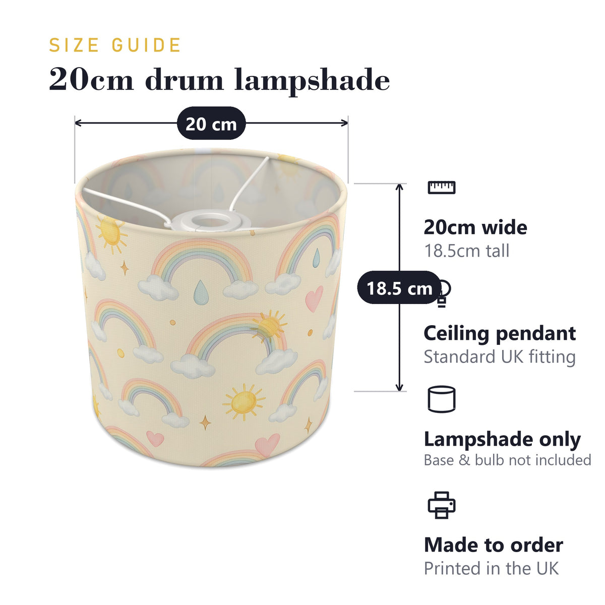 Cream Over The Rainbow lampshade - 20cm x 18.5cm Ceiling - photo 7