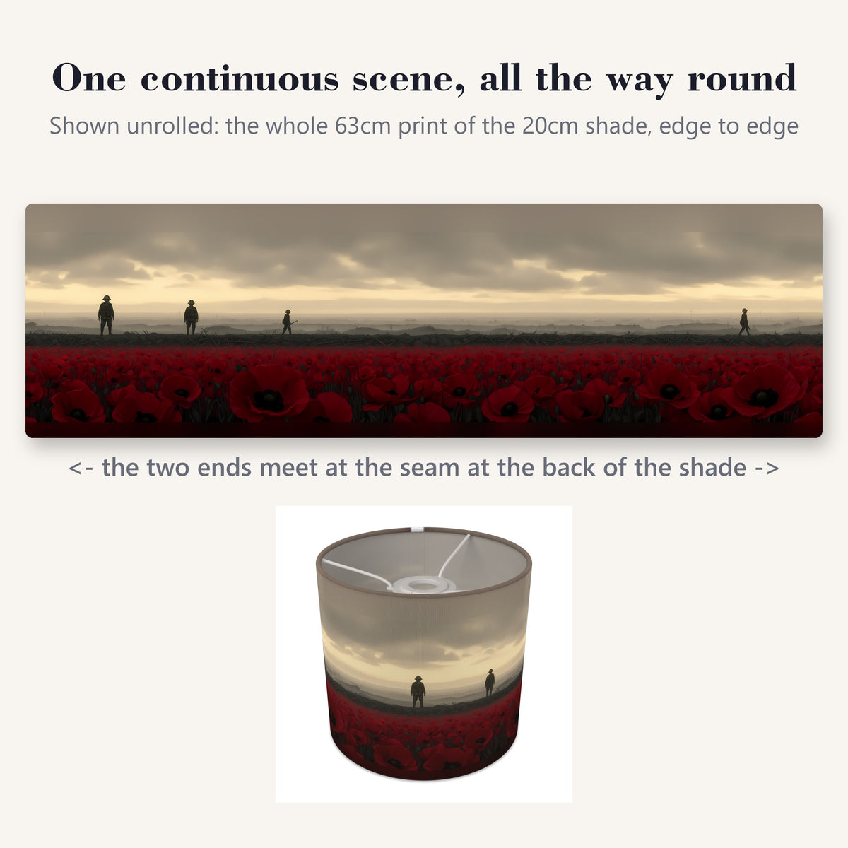 Lest We Forget wraparound lampshade - Poppy Field Dawn - photo 2