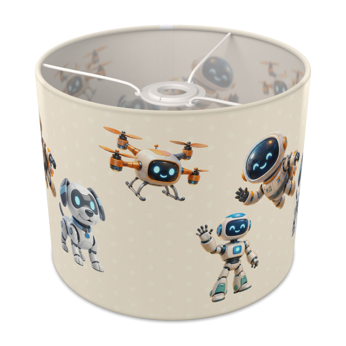 Cream Robots lampshade - 25cm x 20cm Ceiling