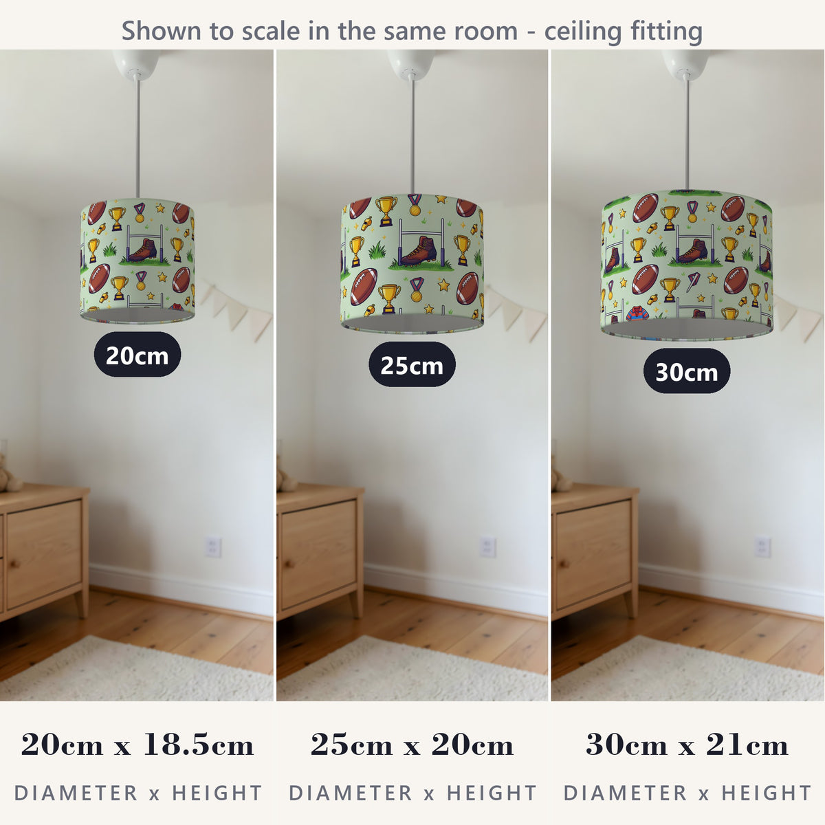 Grass Rugby Kids lampshade - 20cm x 18.5cm Ceiling - photo 4