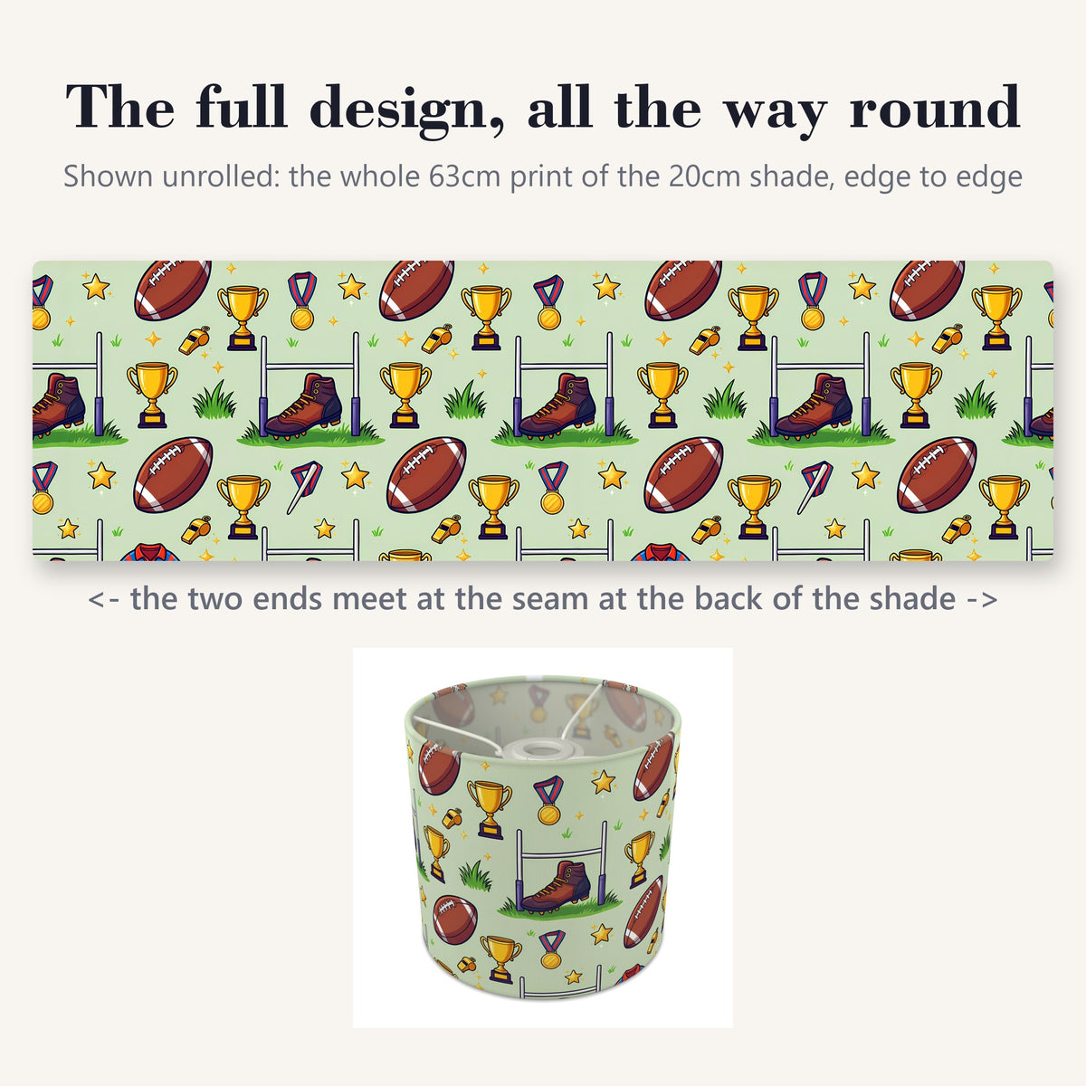 Grass Rugby Kids lampshade - 20cm x 18.5cm Ceiling - photo 9