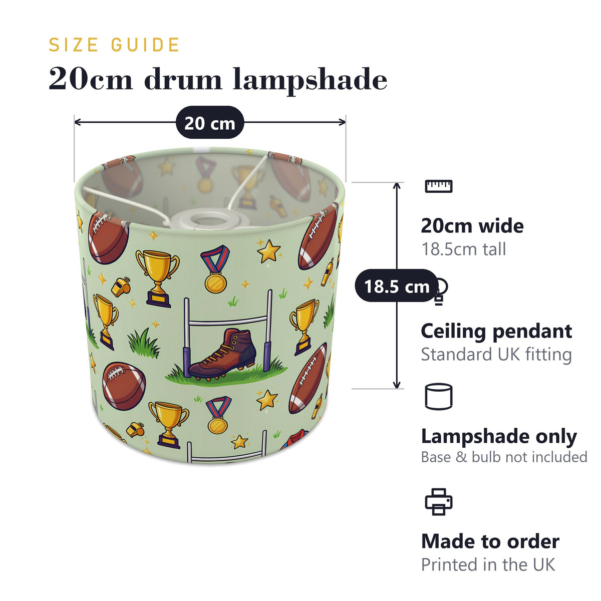 Grass Rugby Kids lampshade - 20cm x 18.5cm Ceiling - photo 7