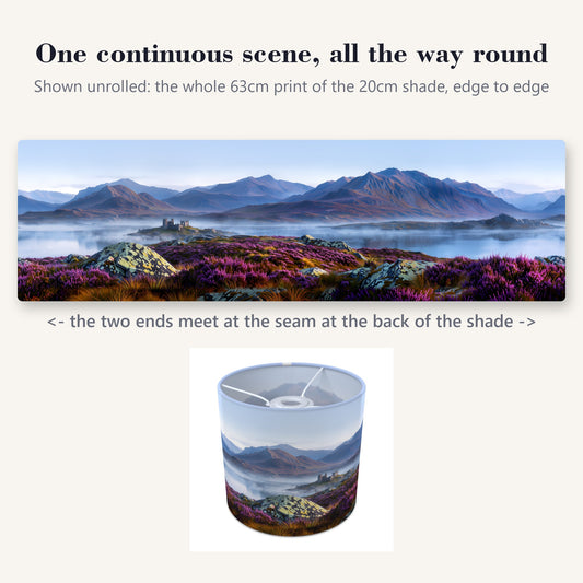 Scottish Highlands wraparound lampshade - Misty Loch - photo 2