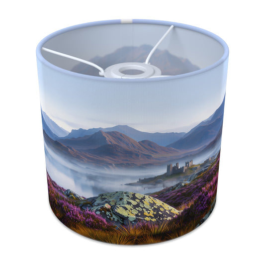 Scottish Highlands wraparound lampshade - Misty Loch - main photo