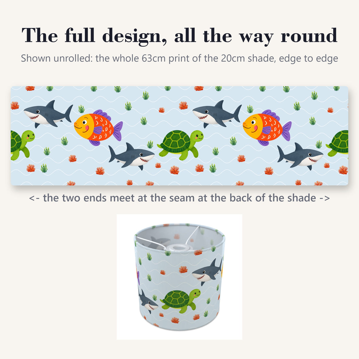 Sky Cute Sea Friends lampshade - 20cm x 18.5cm Ceiling - photo 9
