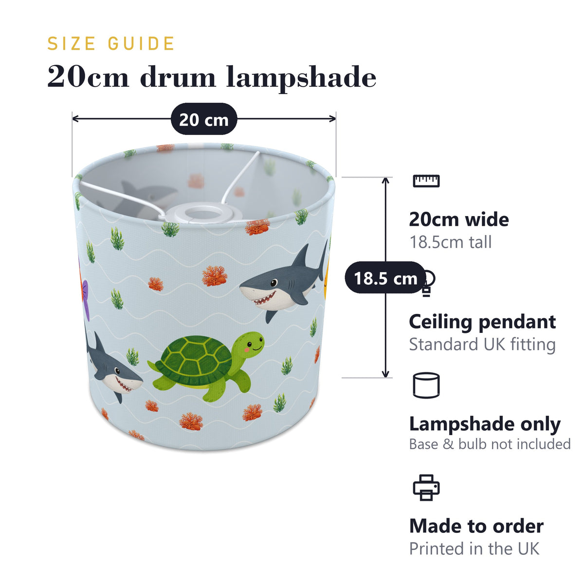 Sky Cute Sea Friends lampshade - 20cm x 18.5cm Ceiling - photo 7