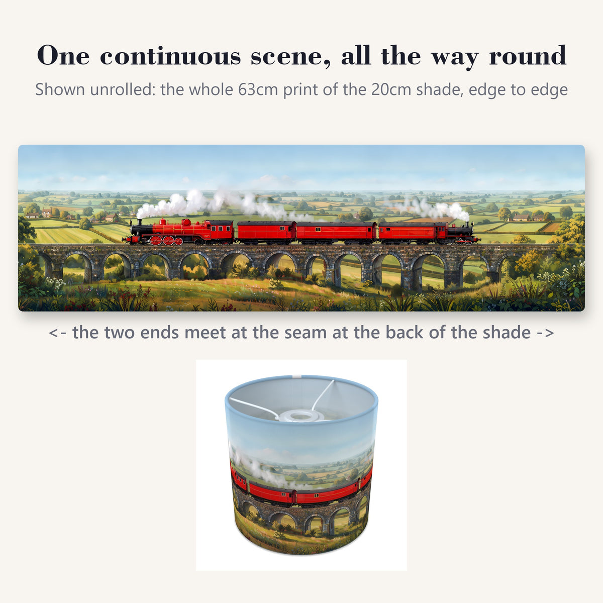 Steam Train Journey wraparound lampshade - Valley Railway - photo 2