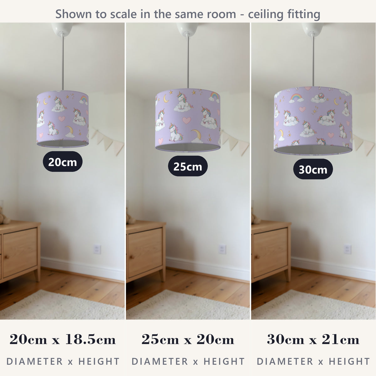 Lilac Unicorn Dreams lampshade - 20cm x 18.5cm Ceiling - photo 4