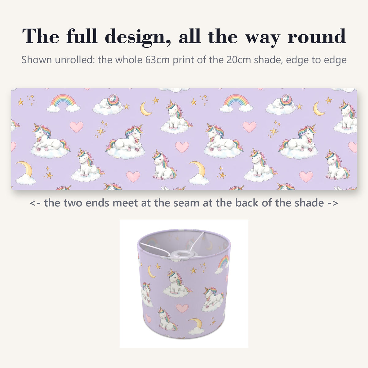 Lilac Unicorn Dreams lampshade - 20cm x 18.5cm Ceiling - photo 9