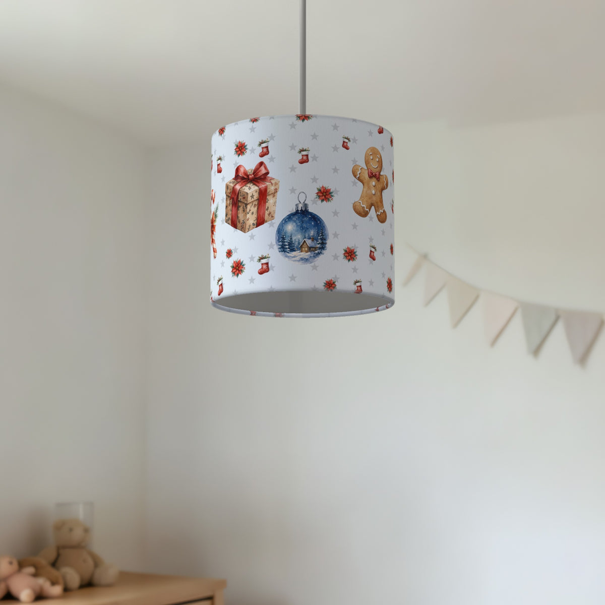 Snow Watercolor Christmas lampshade - 20cm x 18.5cm Ceiling - photo 2