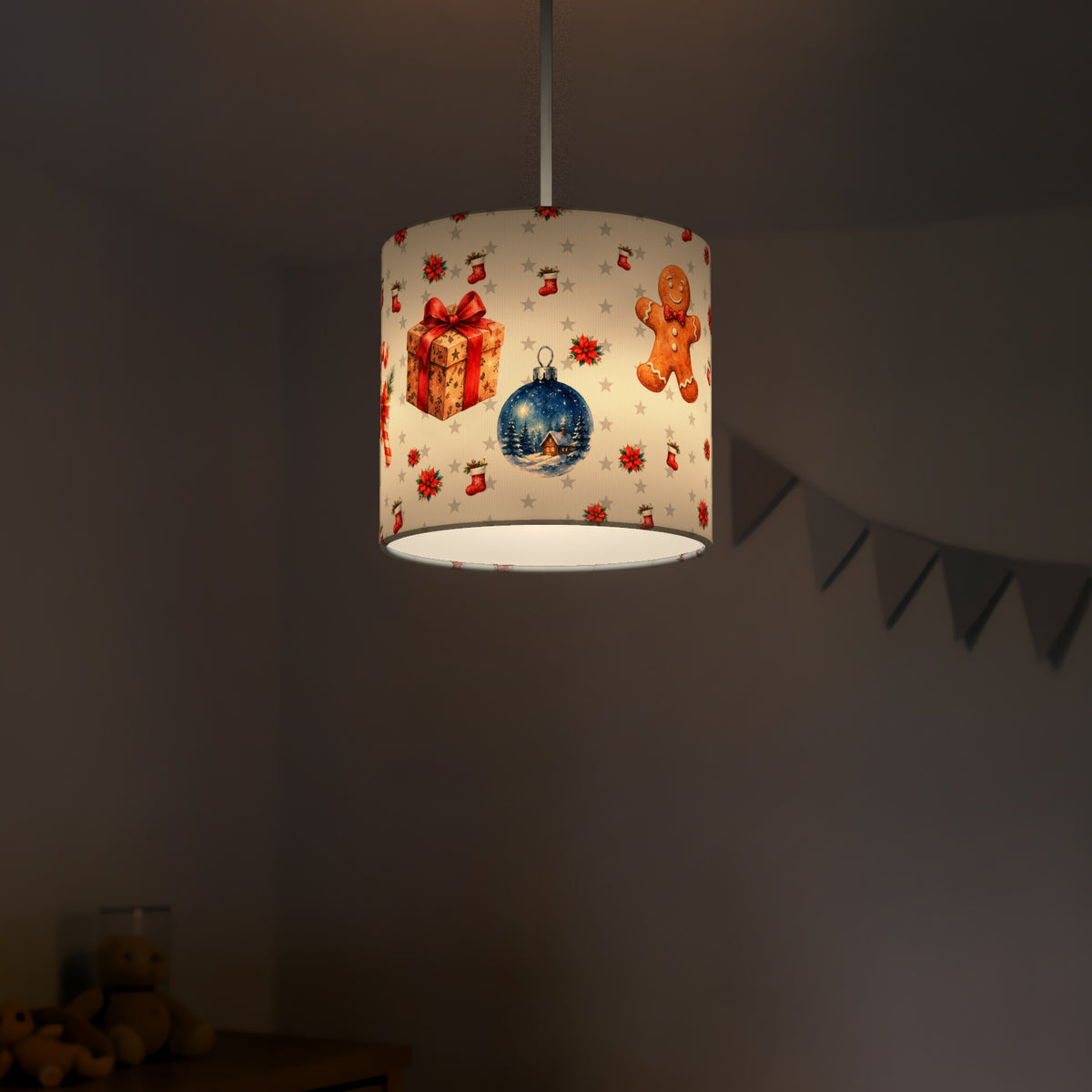 Snow Watercolor Christmas lampshade - 20cm x 18.5cm Ceiling - photo 5